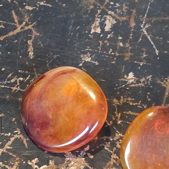 Vintage Amber & Red Swirl Disc Statement Earrings | Retro Resin Post Earrings - Picture 6 of 8